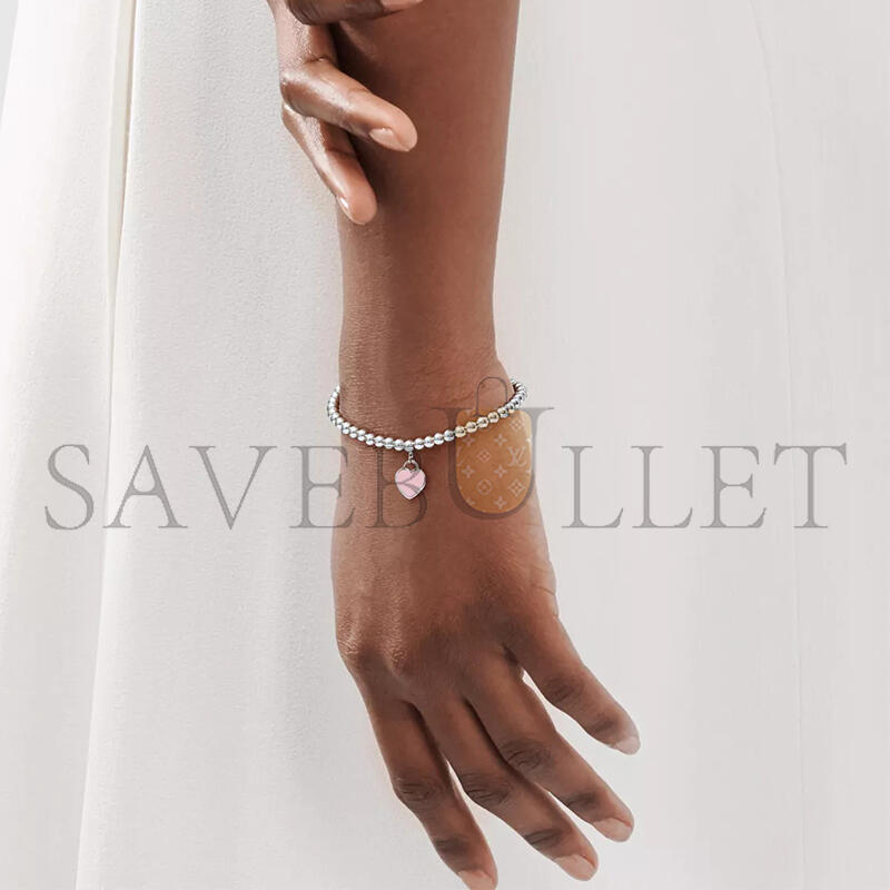 TIFFANY RETURN TO PINK HEART TAG BEAD BRACELET IN SILVER 4 MM 30978811